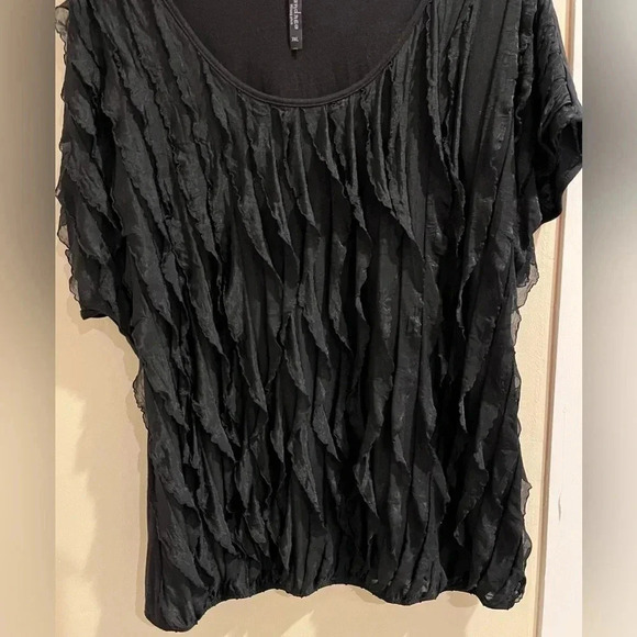 ANDREA MISSY Size 3x RUFFLE Semi Sheer Short Sleeve Blouse - Picture 2 of 6